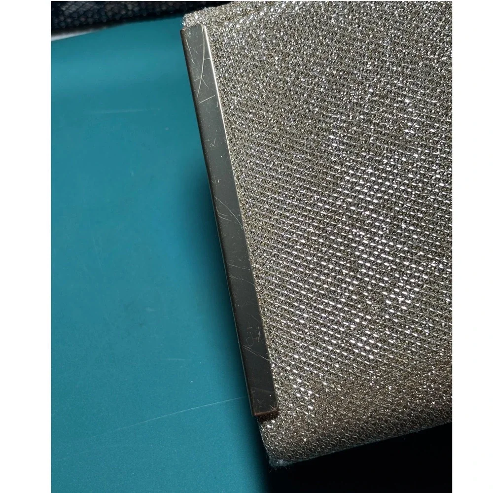 Envelope Clutch Womens Small Champagne‎ Gold Glitter Pleated Evening Bag READ